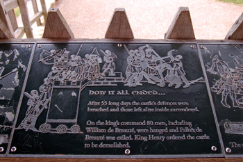 Information plaque on Bedford Castle motte May 2009
